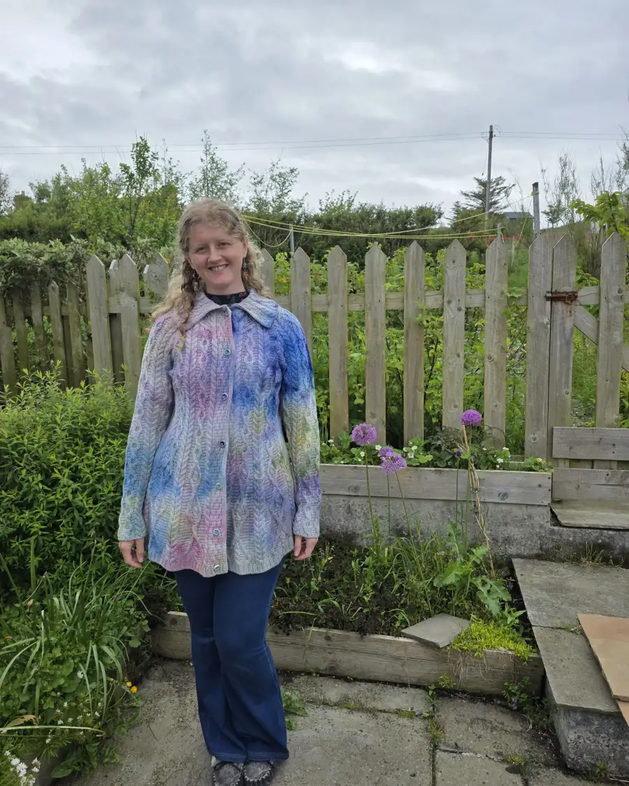 Hand dyed merino wool cardigan