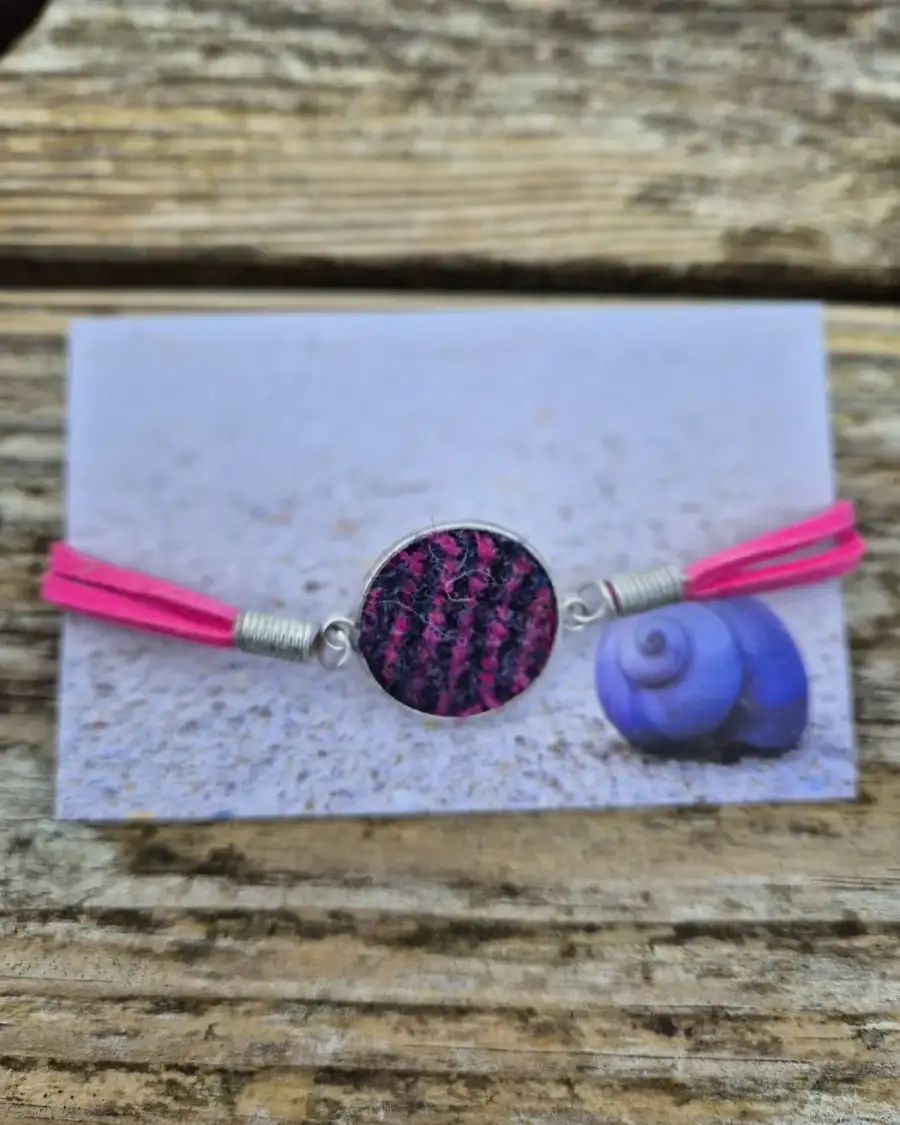 Two Sisters tweed and faux leather bracelet