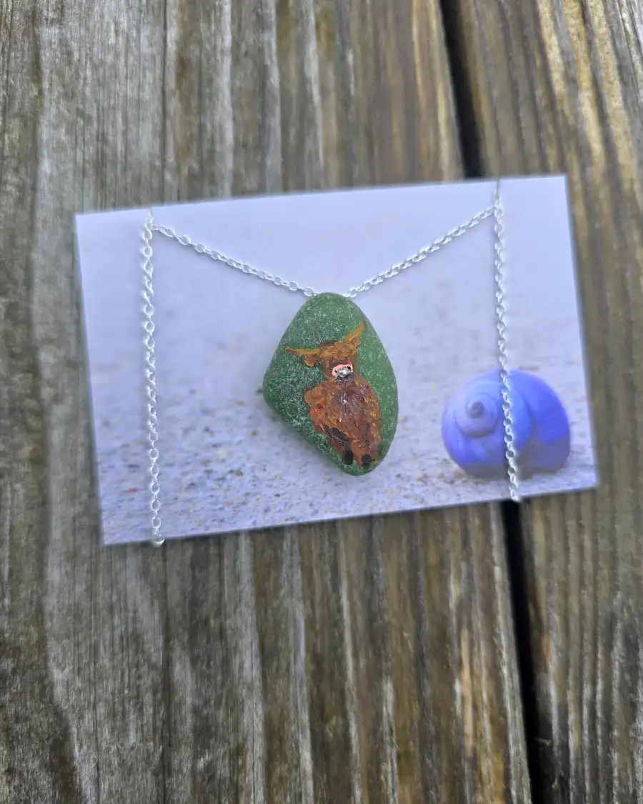 Painted sea glass necklace