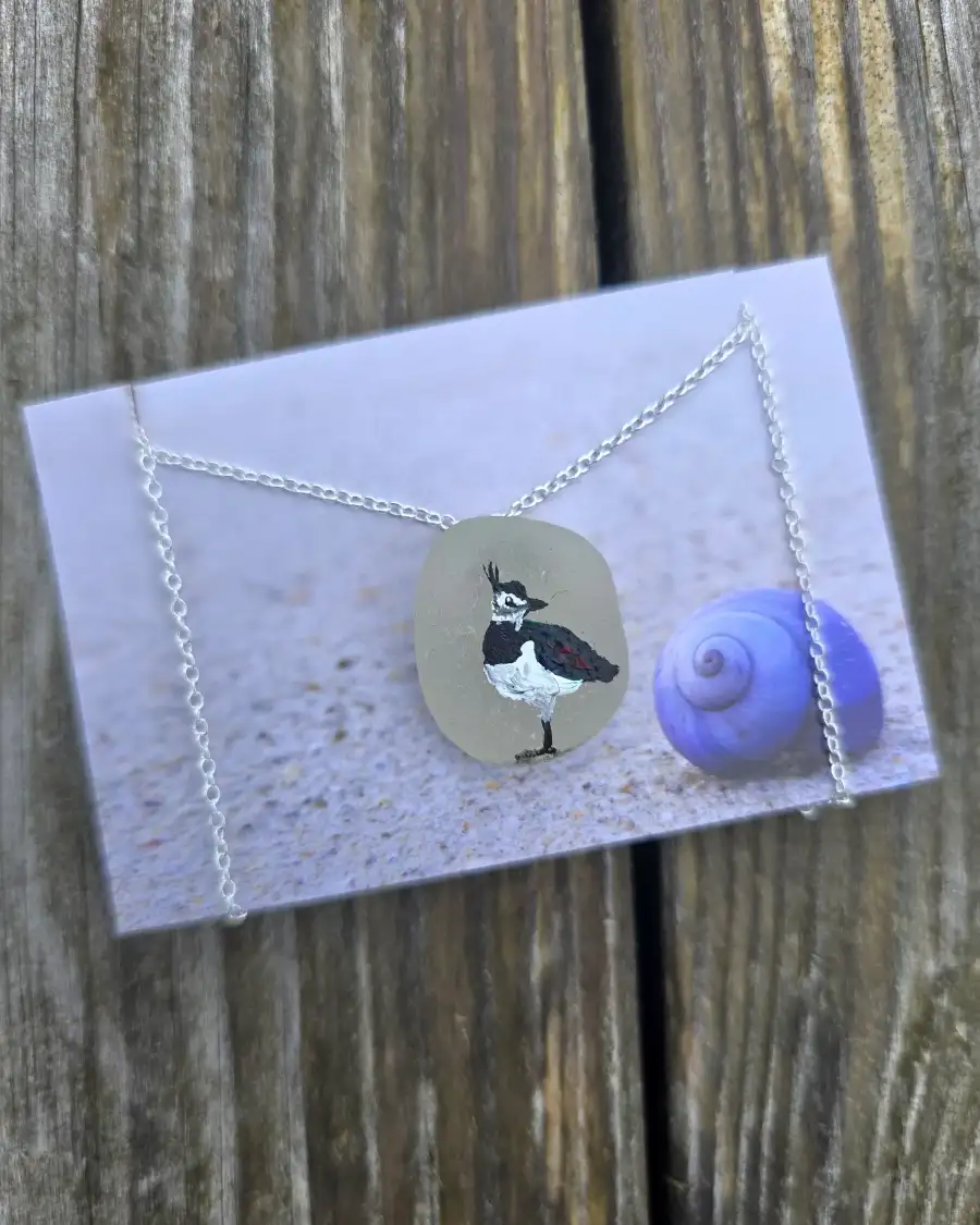 Painted sea glass necklace