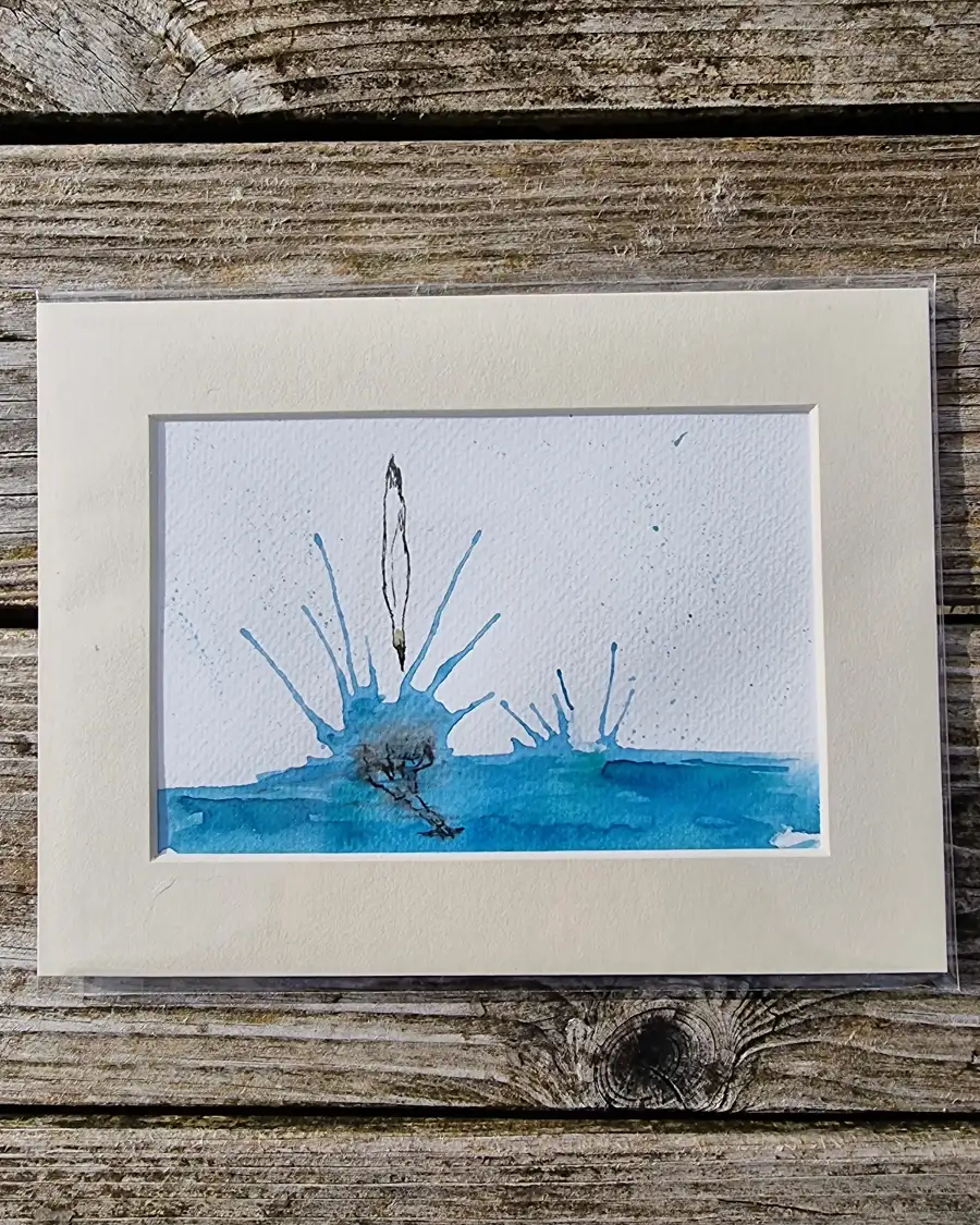 Mini Original Watercolour of a Gannet Diving