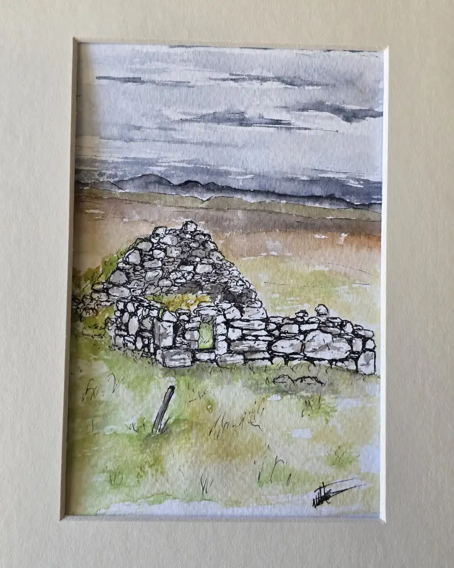 Mini original Watercolour of a ruined house