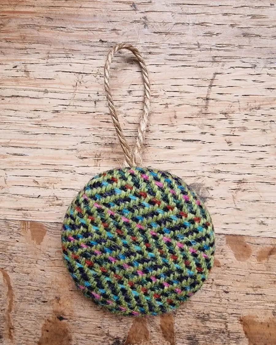 Large Tweed Button Christmas Tree Ornament