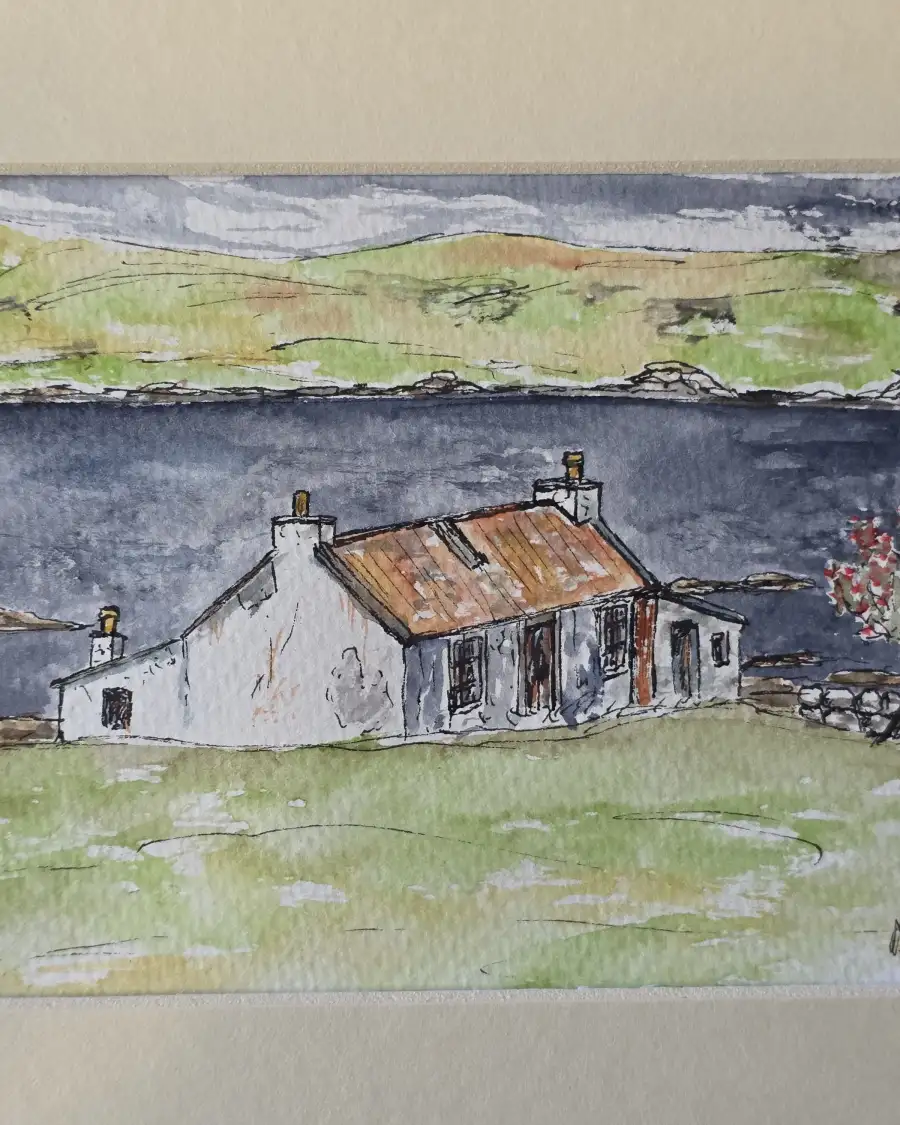 Mini original Watercolour of a ruined house