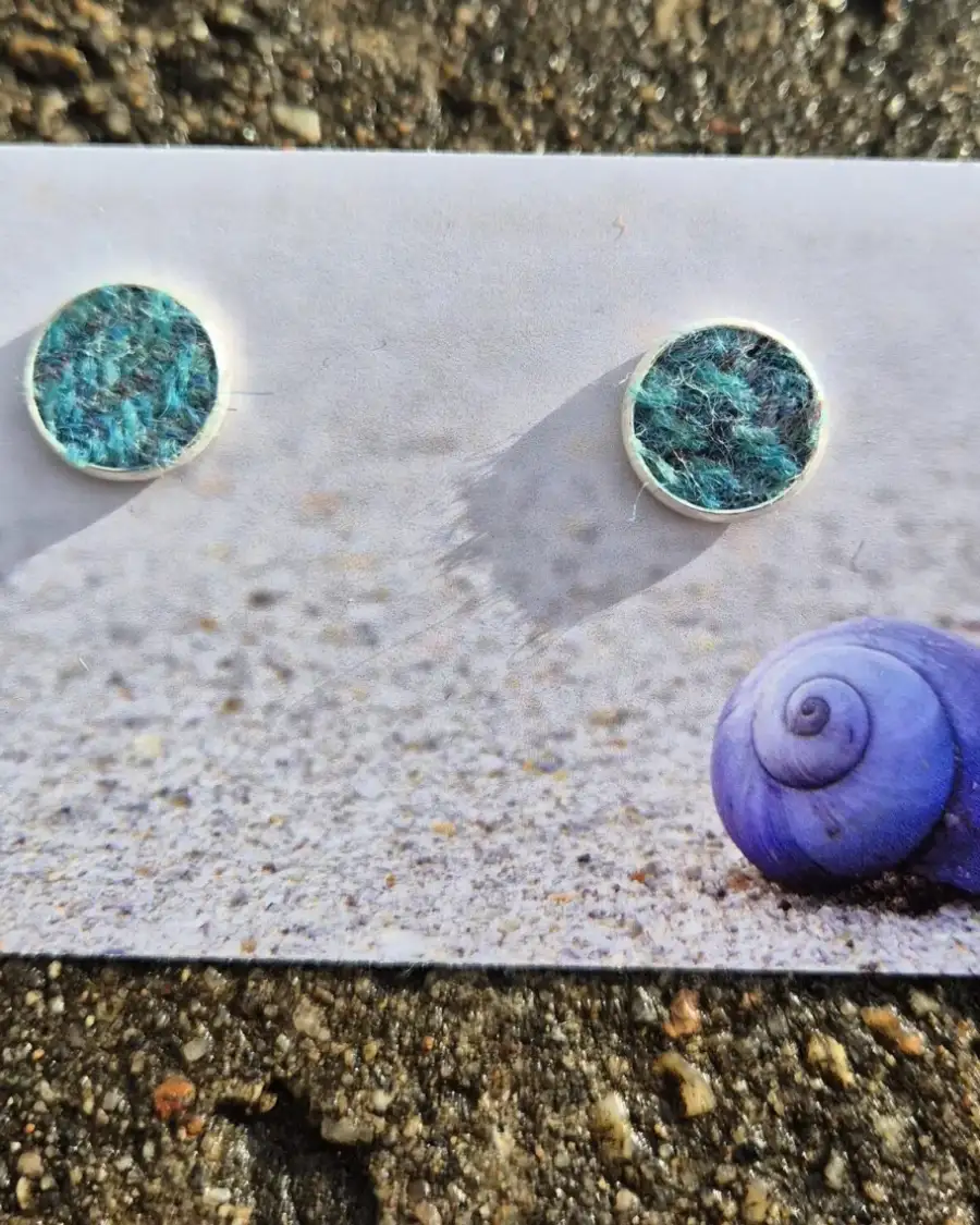 Harris tweed stud earrings