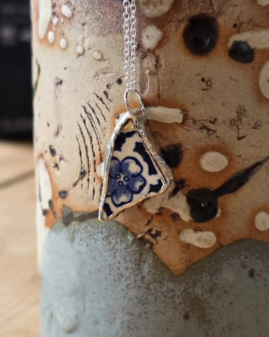 Pottery Glass Necklace Stained Glass Effect