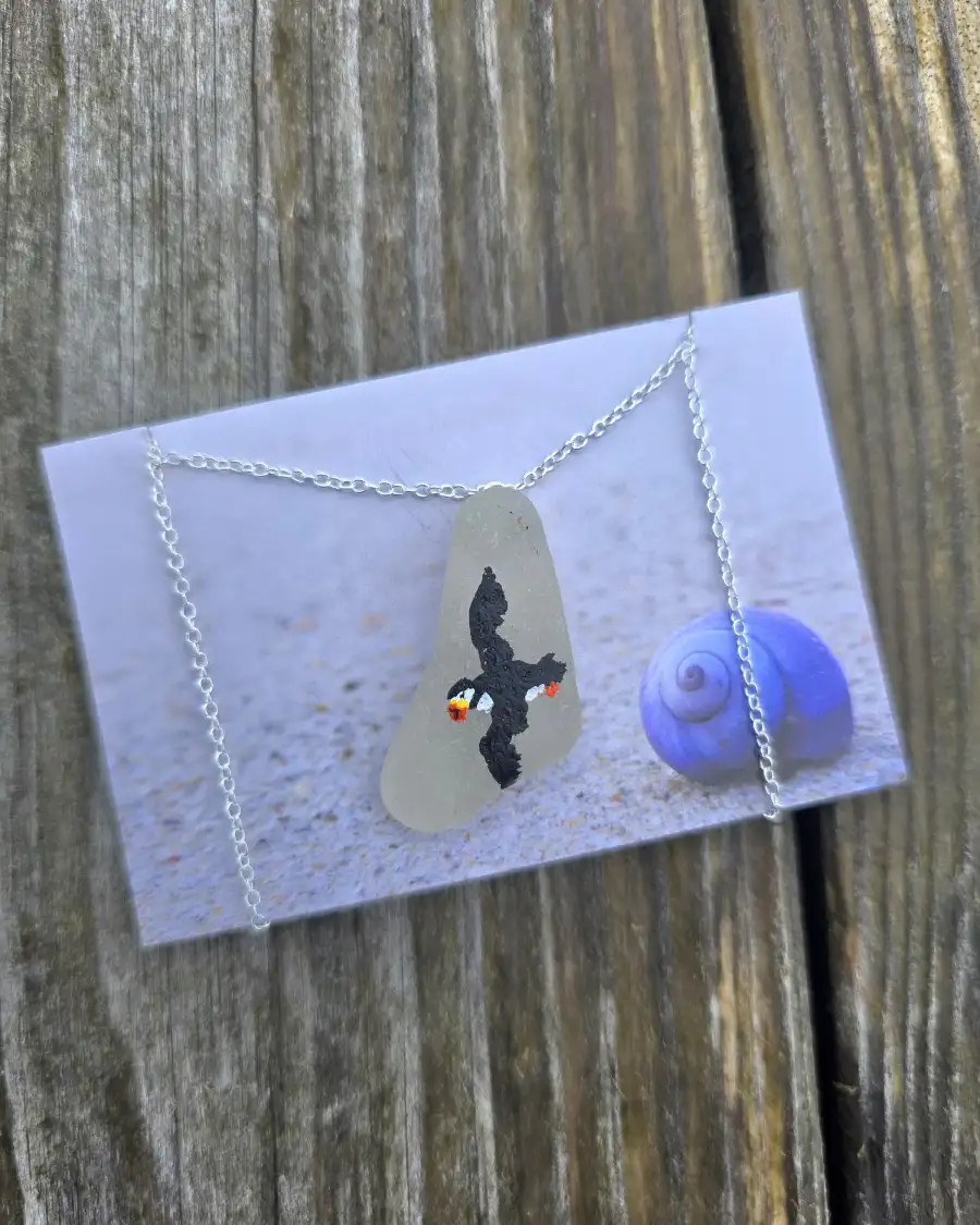 Painted sea glass necklace