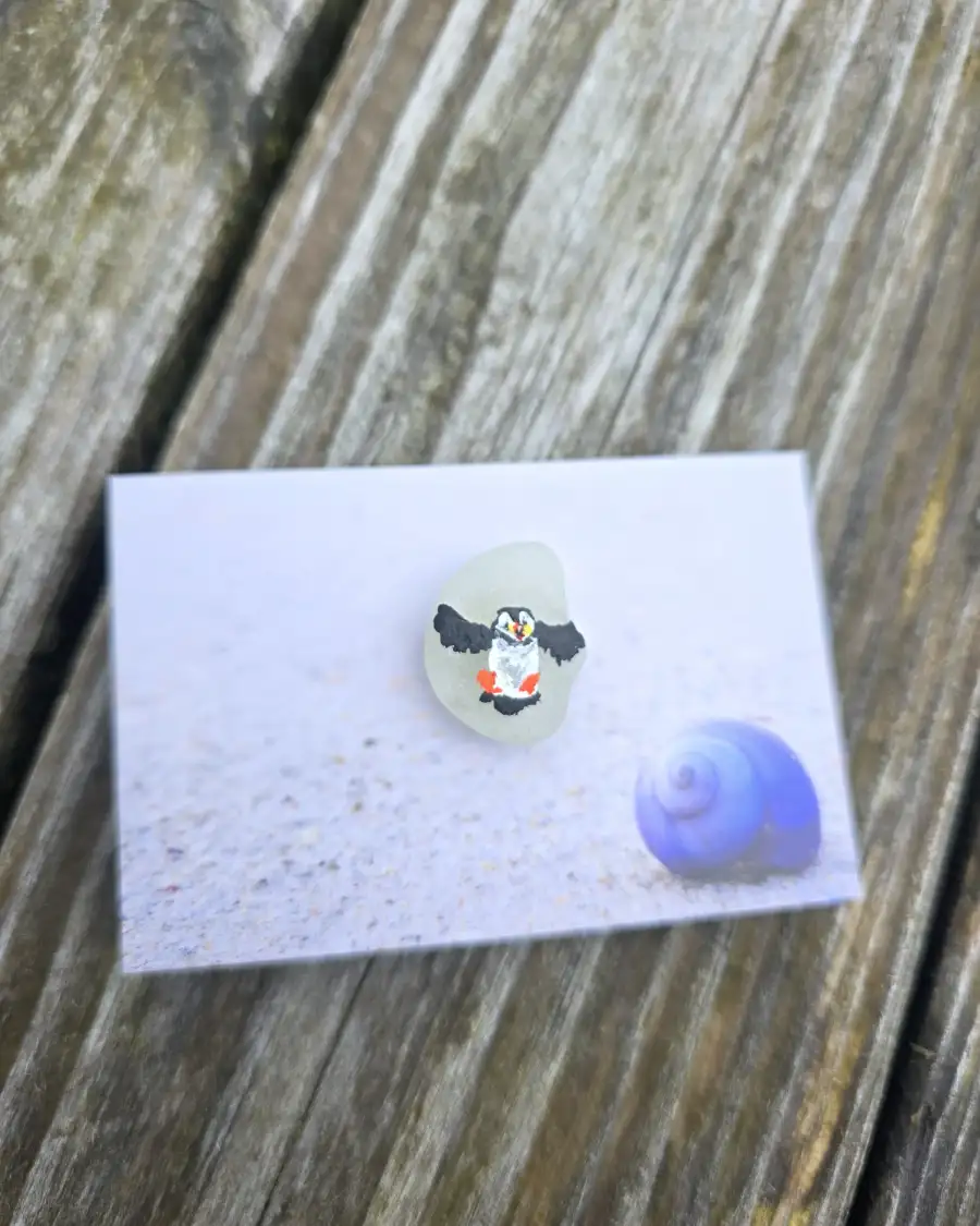 Painted sea glass pin badge