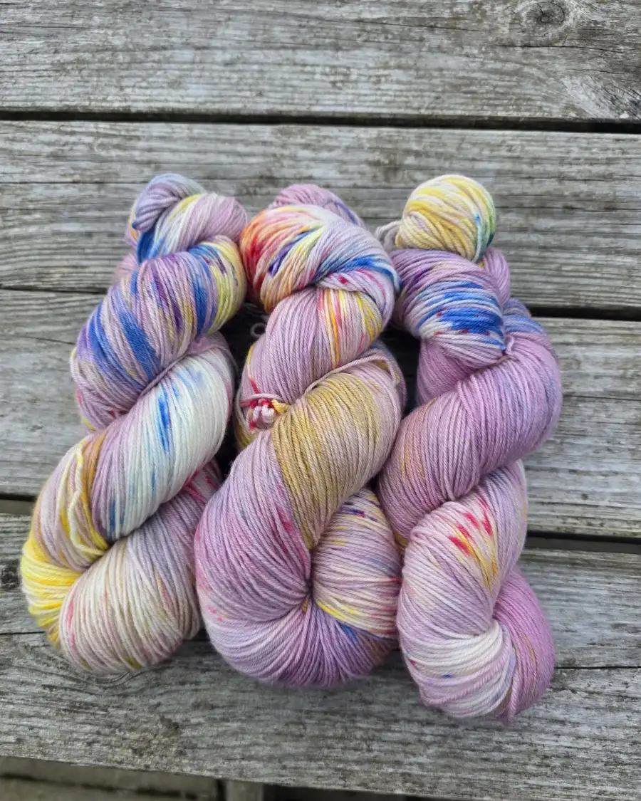 Hand-Dyed Yarn: 100% Merino, 4 ply x3