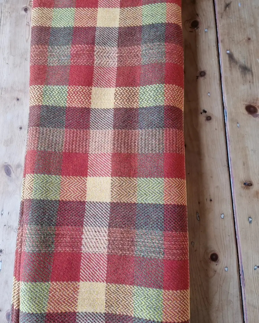 Three Sisters Tweed Fabric - Autumn check green