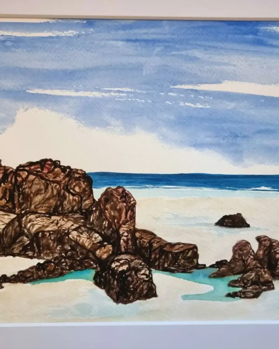 Large Original watercolour of tolsta stacks