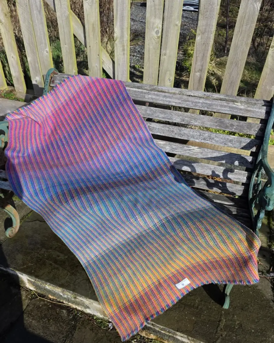 Two Sisters Tweed Throw Lambswool - rainbow!