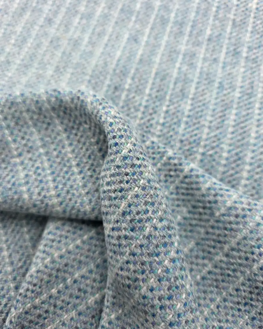 Two Sisters Tweed Fabric - sea, grey/blue