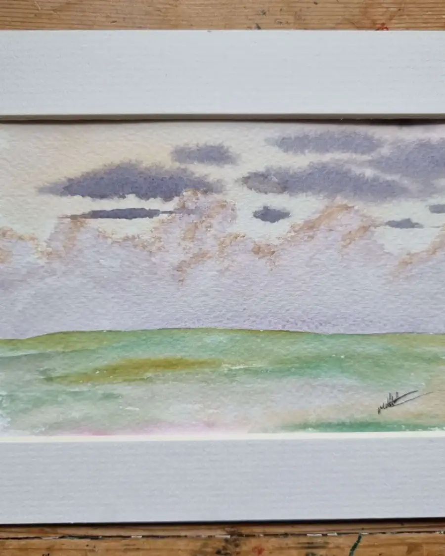 Mini Original Watercolour of a sunset