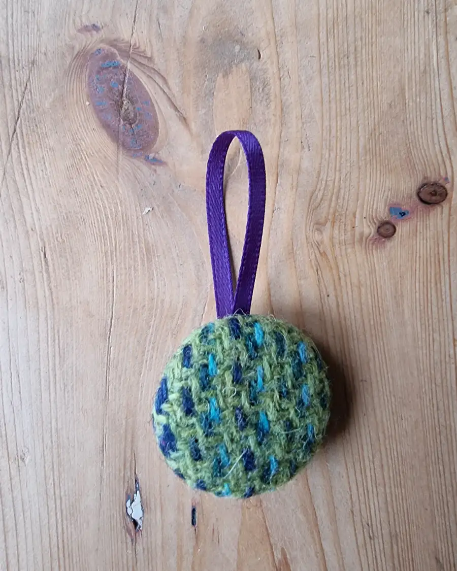 Tweed Button Christmas Tree Ornament - 4 2