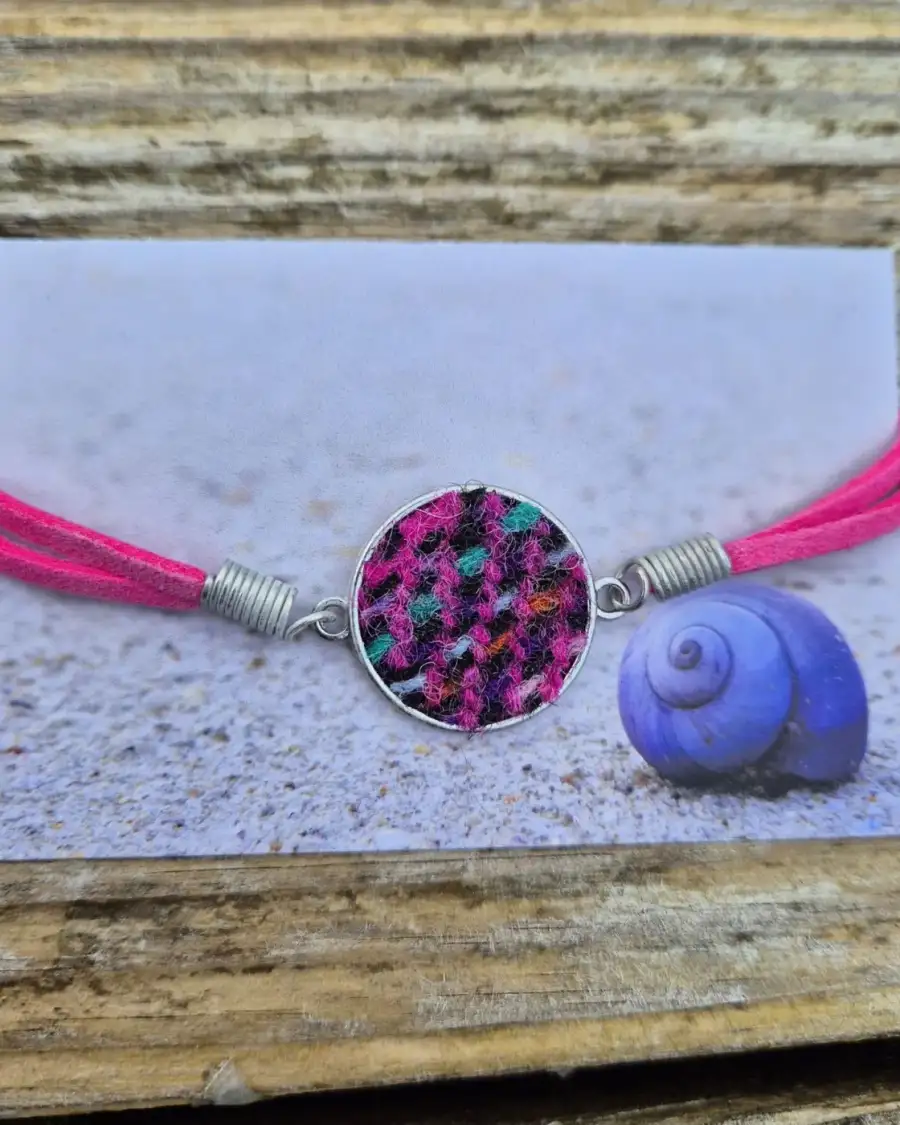 Two Sisters tweed and faux leather bracelet
