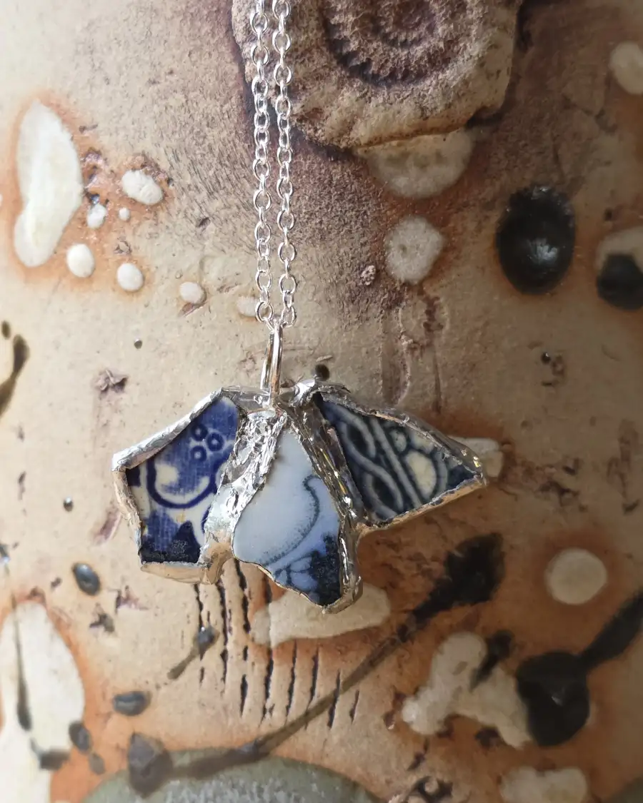 Pottery Glass Necklace Stained Glass Effect