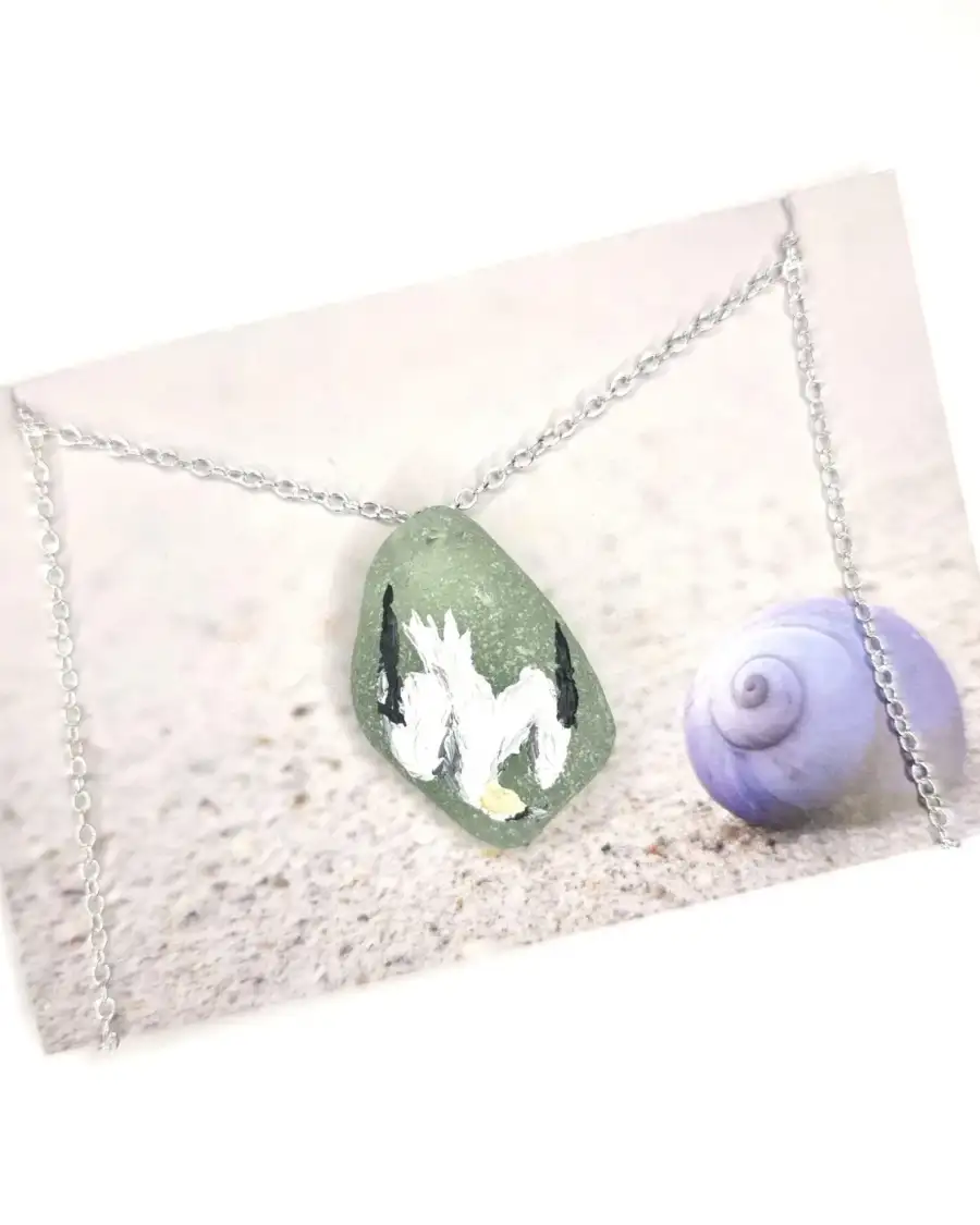 Painted sea glass necklace