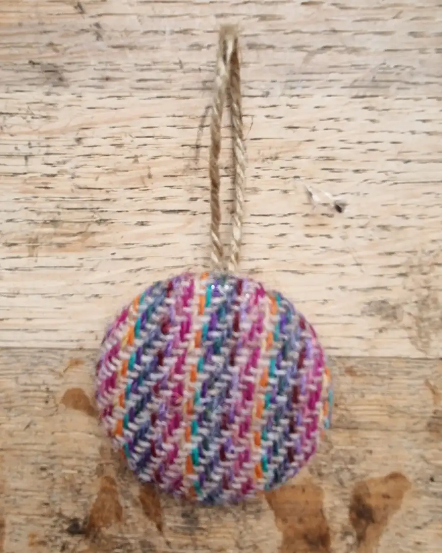 Large Tweed Button Christmas Tree Ornament
