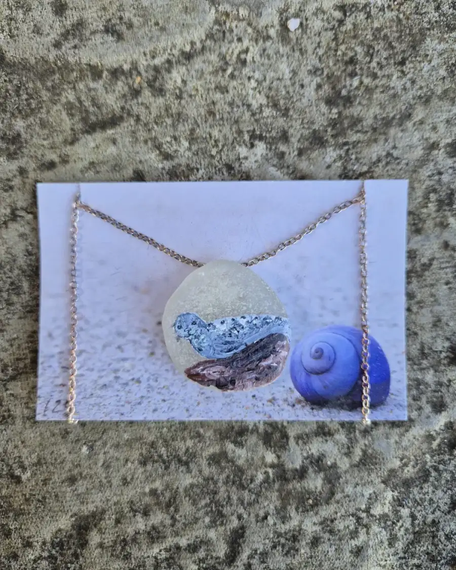 Painted sea glass necklace