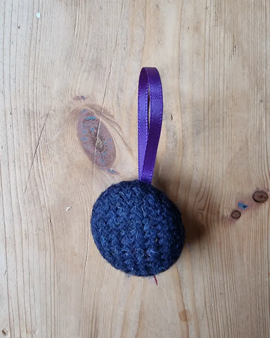 Tweed Button Christmas Tree Ornament - 9 2