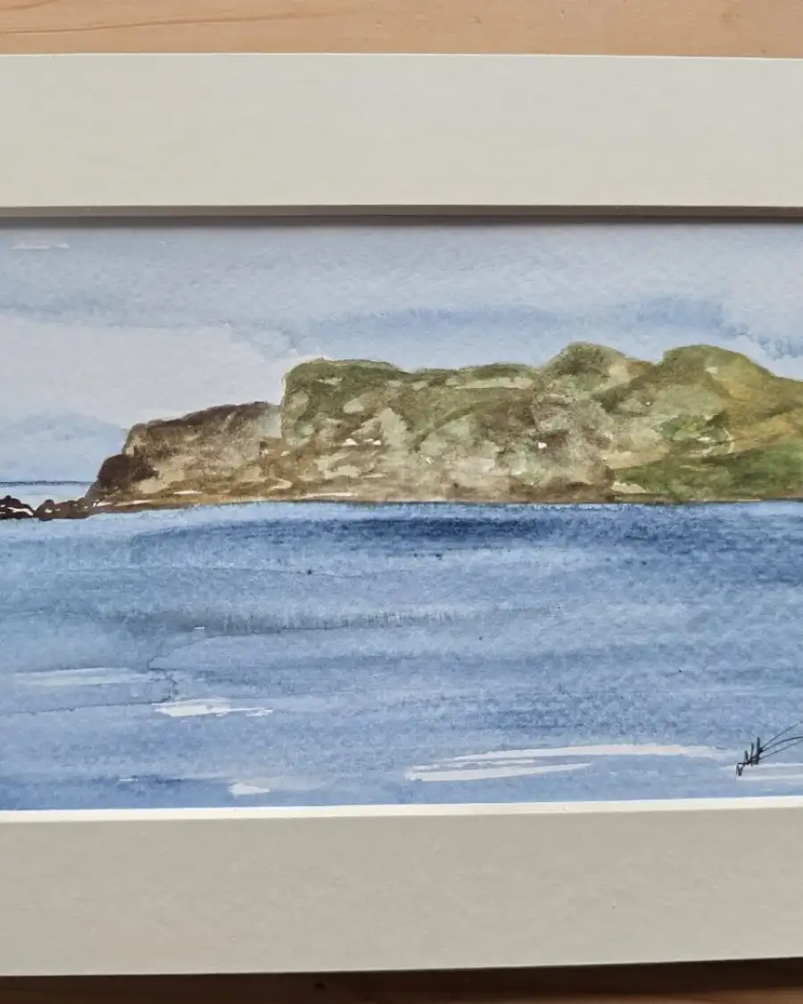 Mini original watercolour of an island