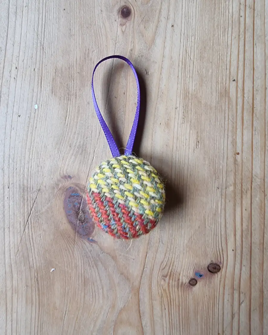 Tweed Button Christmas Tree Ornament