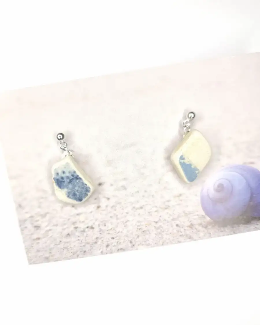 Sea pottery stud earrings
