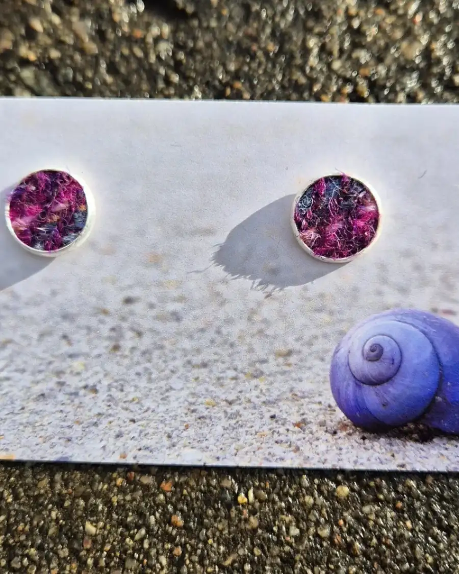 Two Sisters Tweed stud earrings