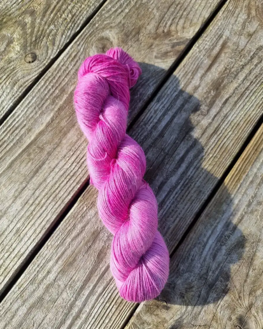 Hand-Dyed Yarn: 75% Alpaca, 25% silk, fingering weight