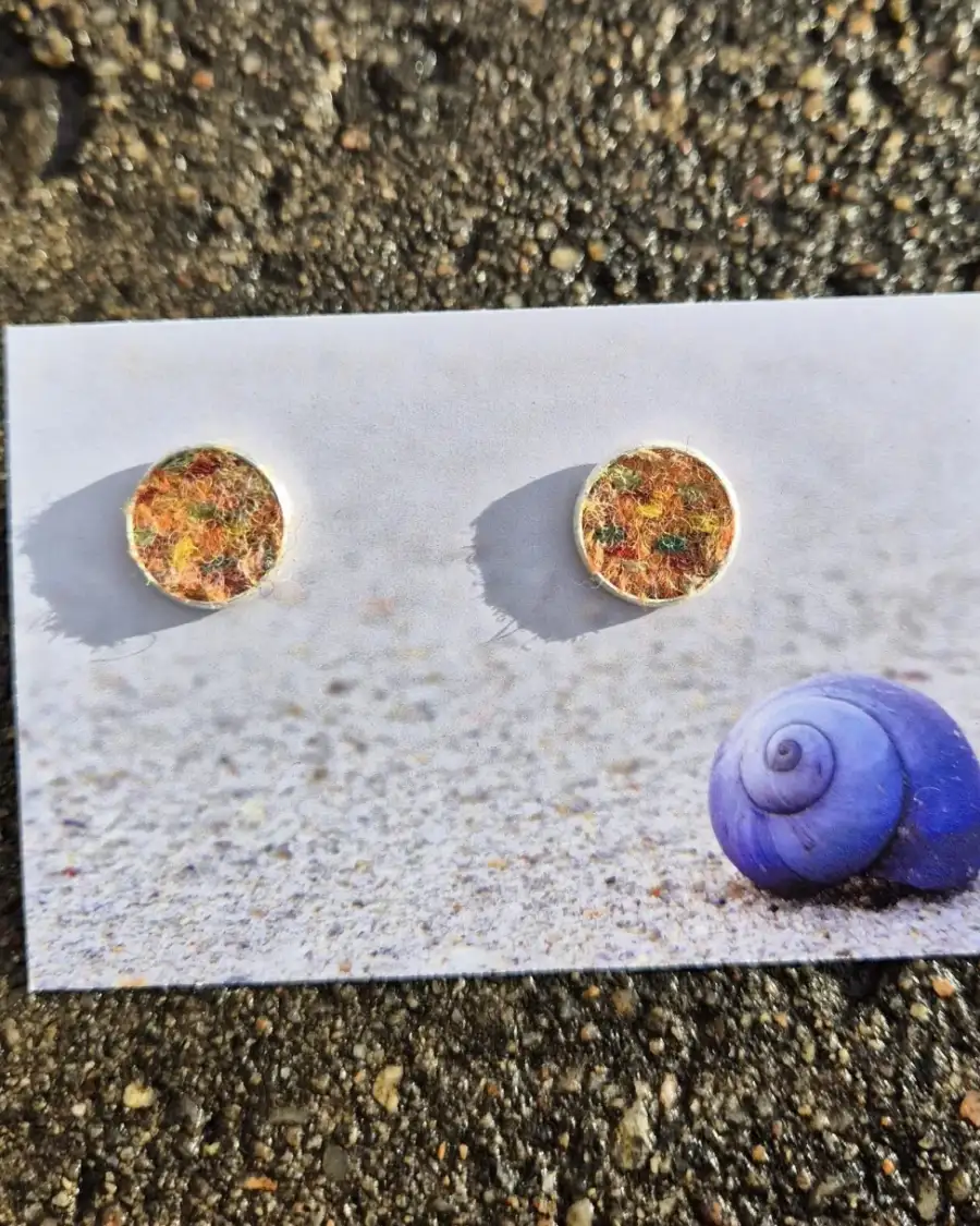 Two Sisters Tweed stud earrings