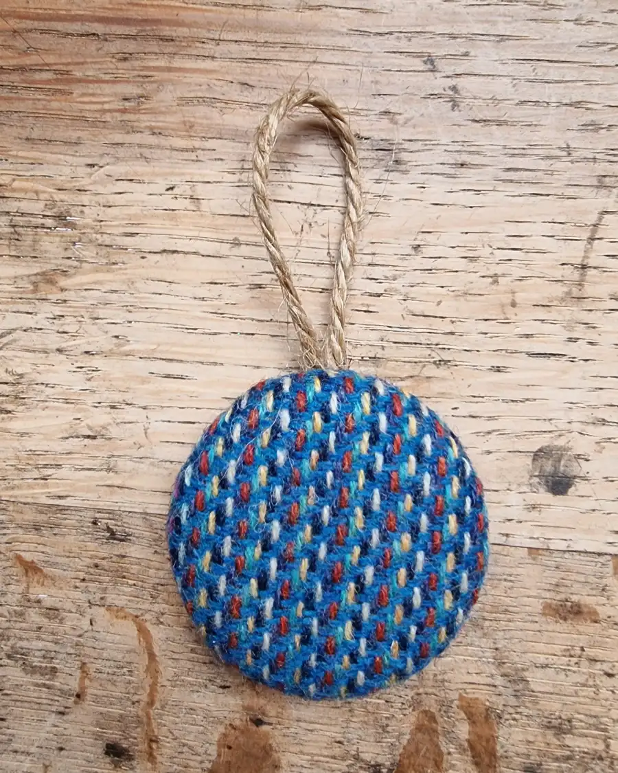 Large Tweed Button Christmas Tree Ornament