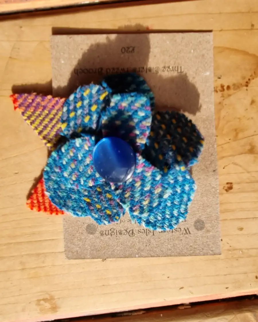 Tweed flower brooch