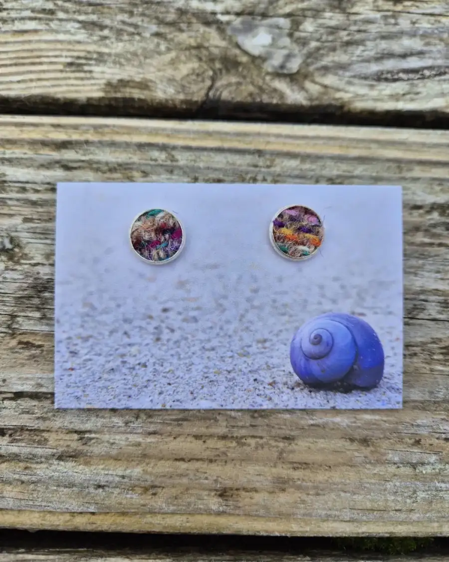 Two Sisters Tweed stud earrings