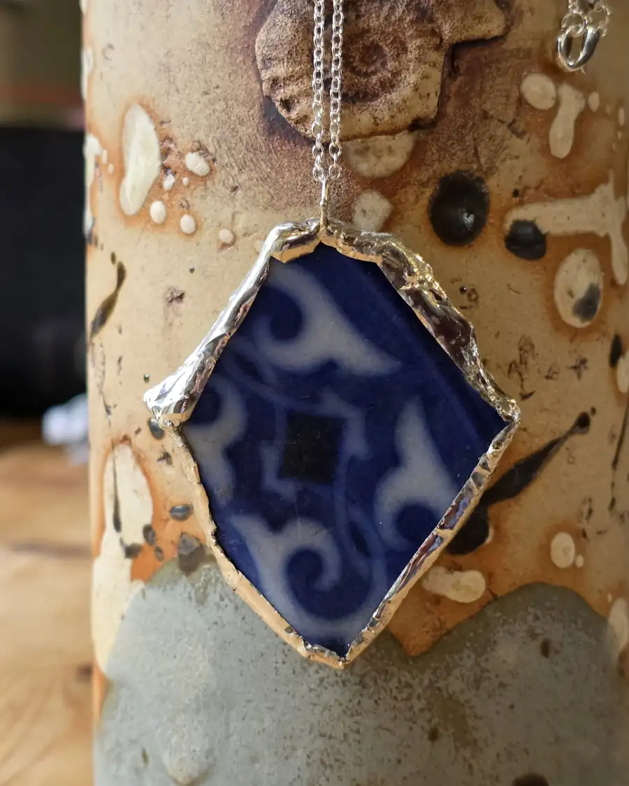 Pottery Glass Necklace Stained Glass Effect