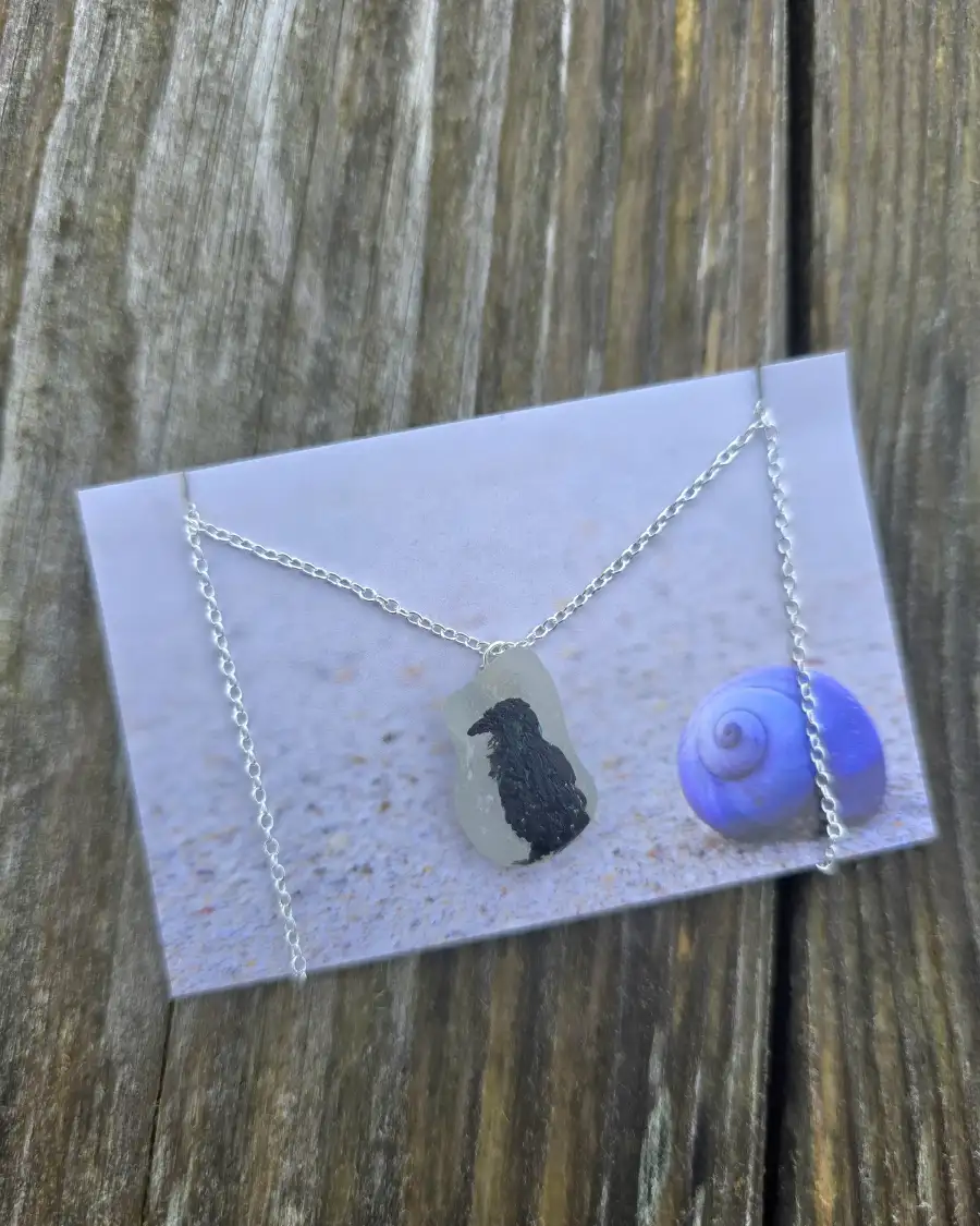 Painted sea glass necklace