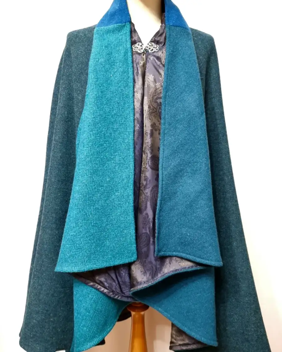 Harris Tweed Cloak with waterfall collar