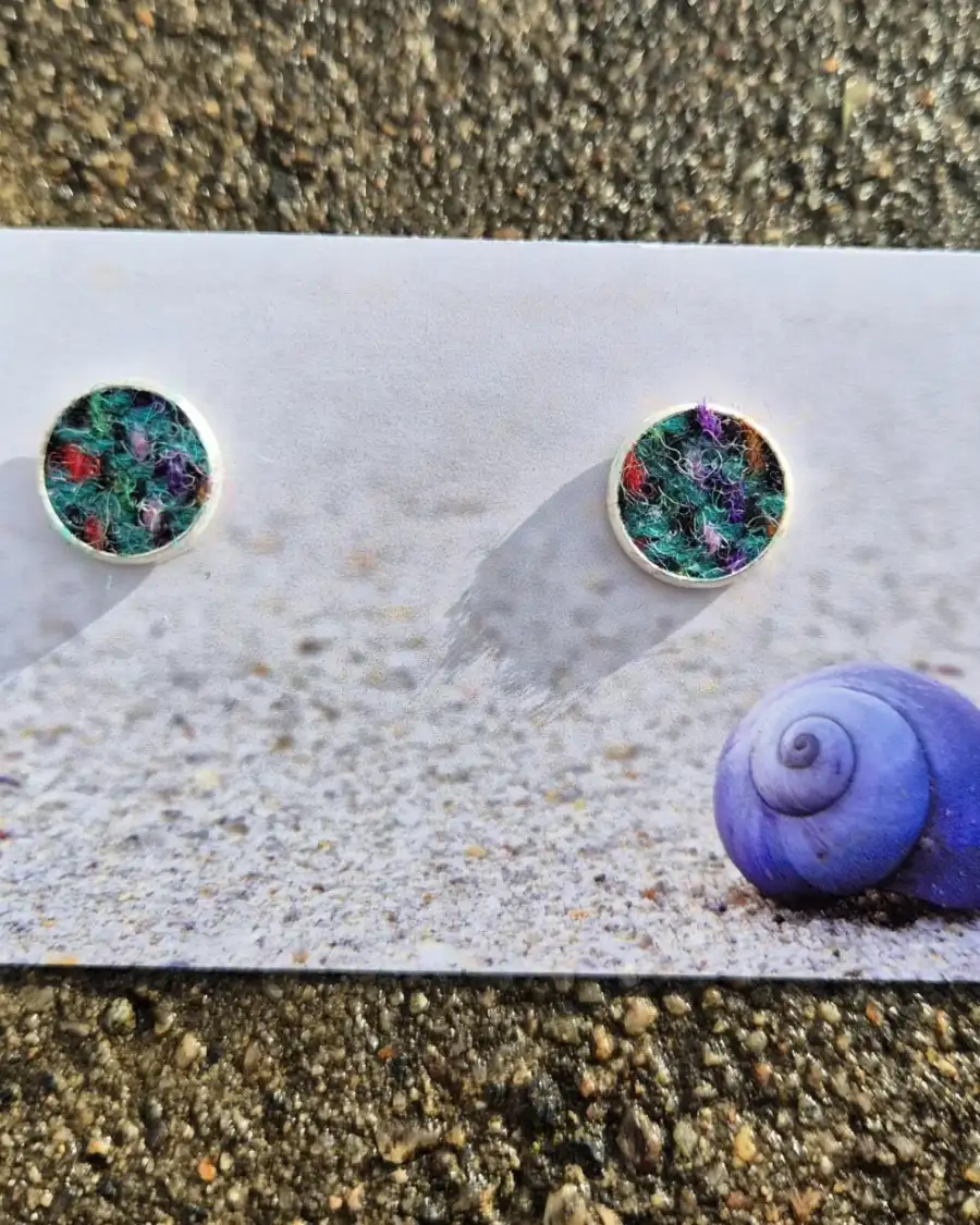 Two Sisters Tweed stud earrings