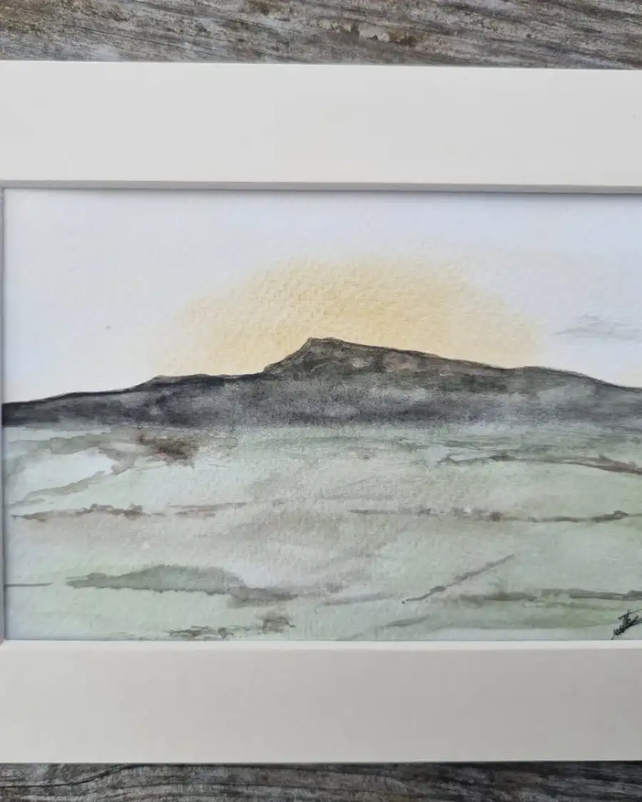 Mini Original Watercolour of a mountain sunrise