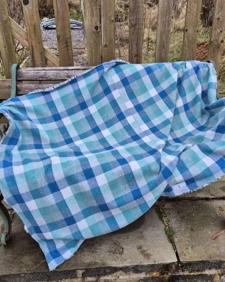 Two Sisters Lambswool Tweed Blanket with furry lining!