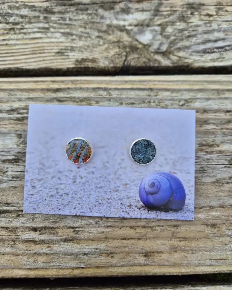 Two Sisters Tweed stud earrings