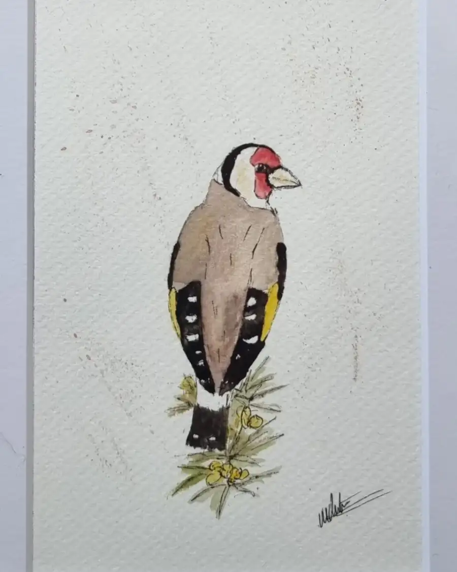 Mini Original Watercolour of a goldfinch