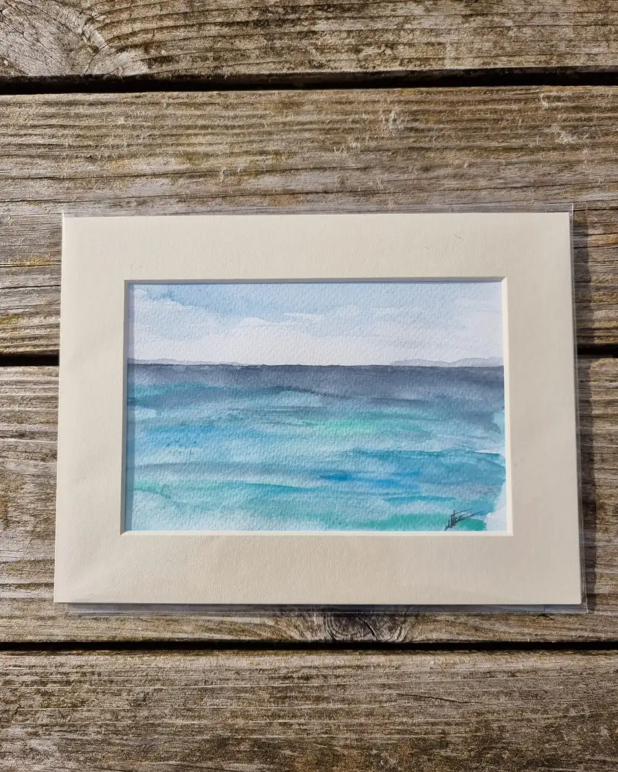 Mini original watercolour of a seascape