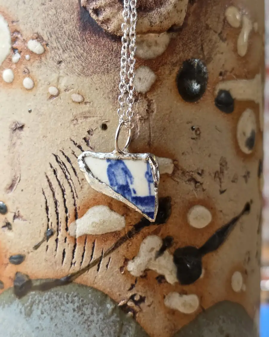 Pottery Glass Necklace Stained Glass Effect
