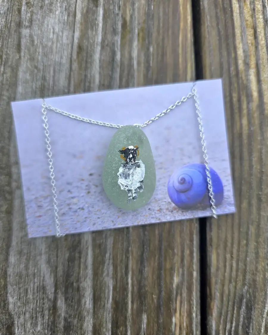 Painted sea glass necklace