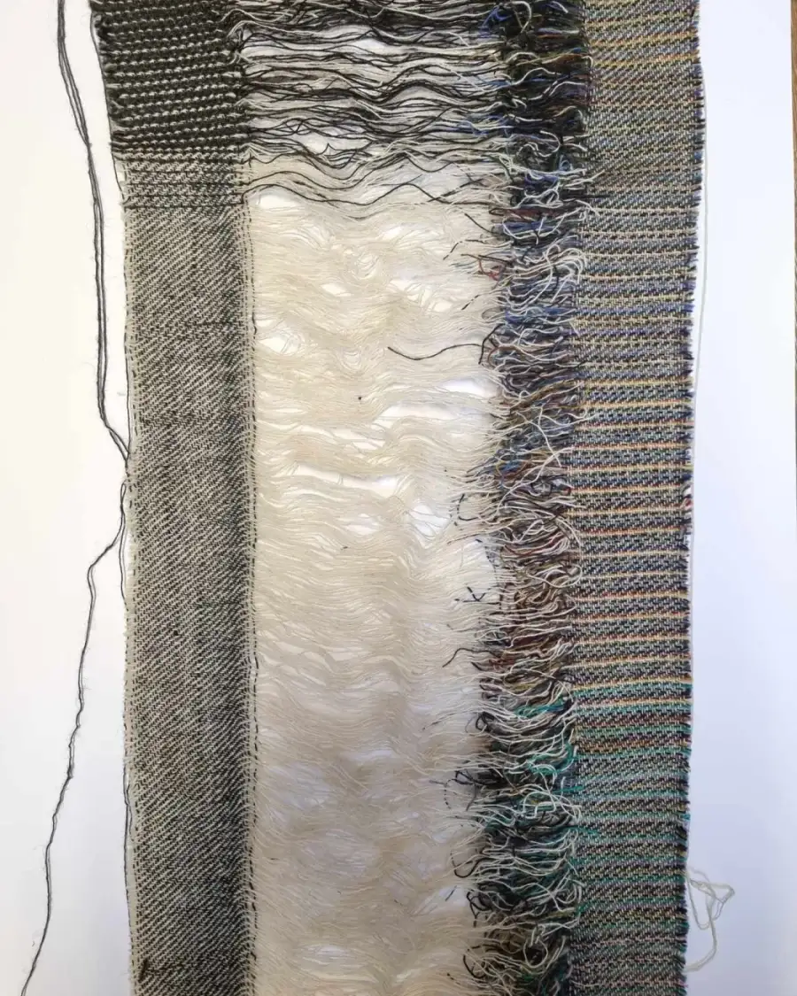 Textile Wall Art - 'tying-in' - gotland from my own sheep!