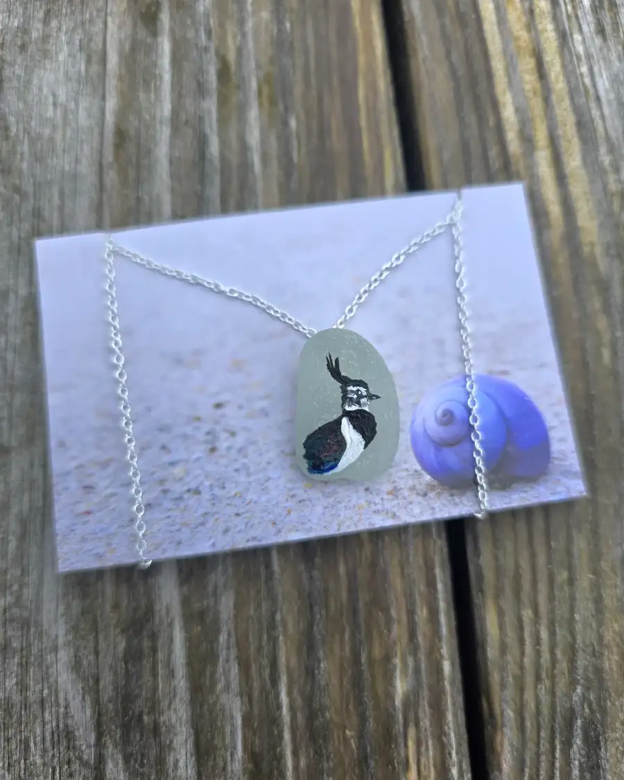 Painted sea glass necklace