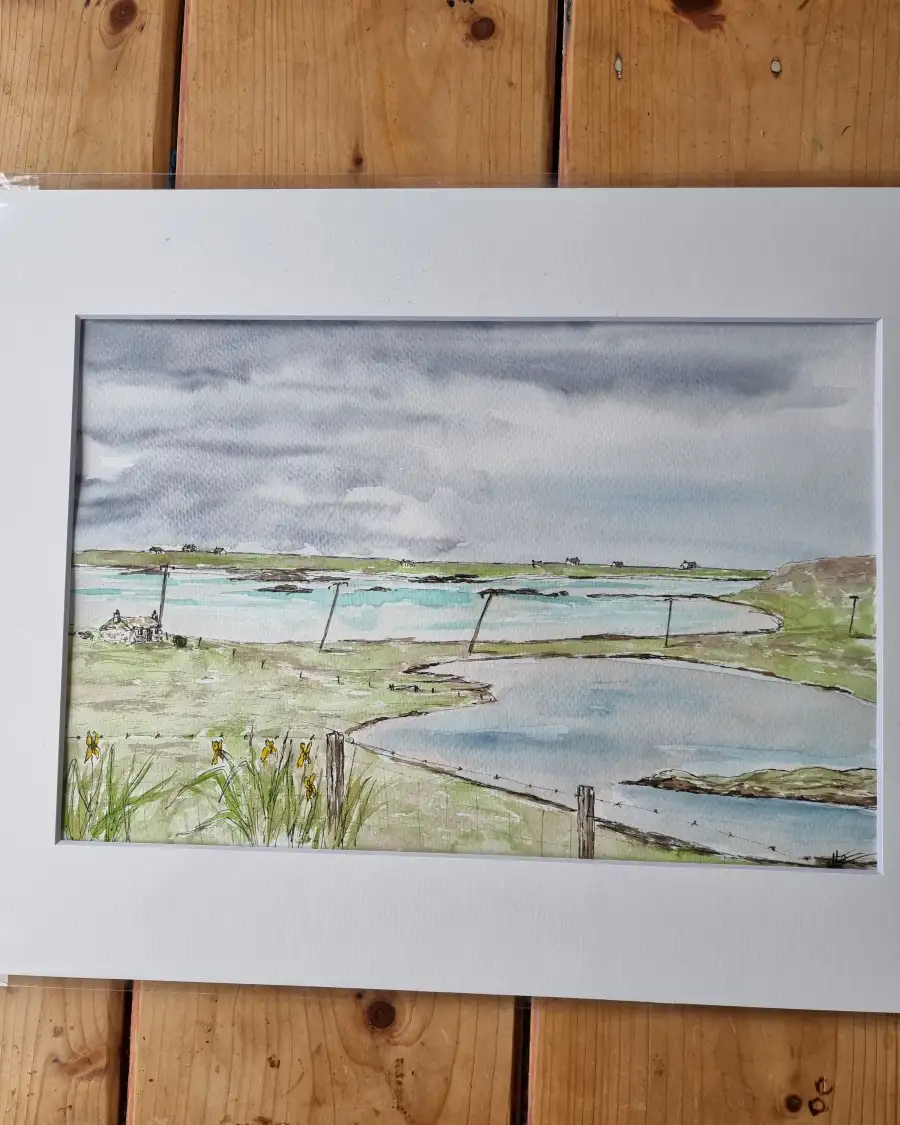 Large Original Watercolour of Baleshare
