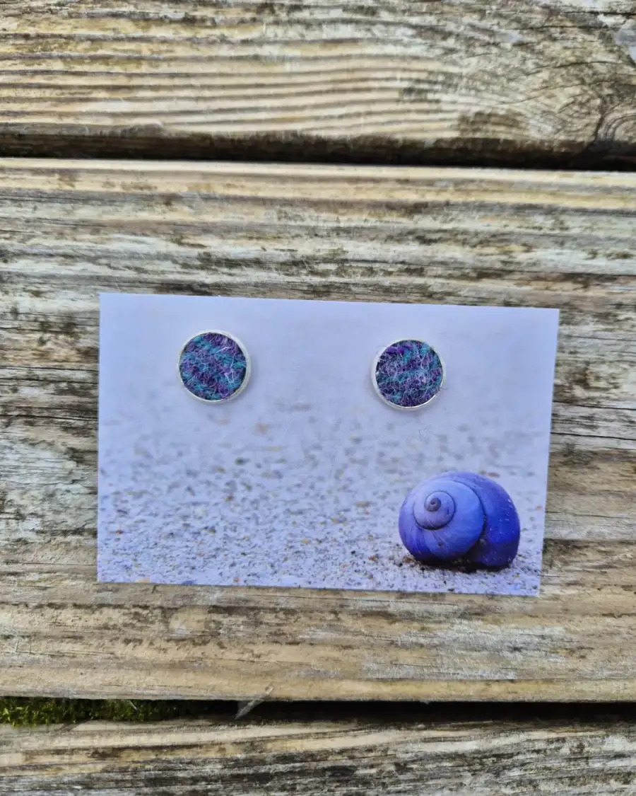 Harris tweed stud earrings