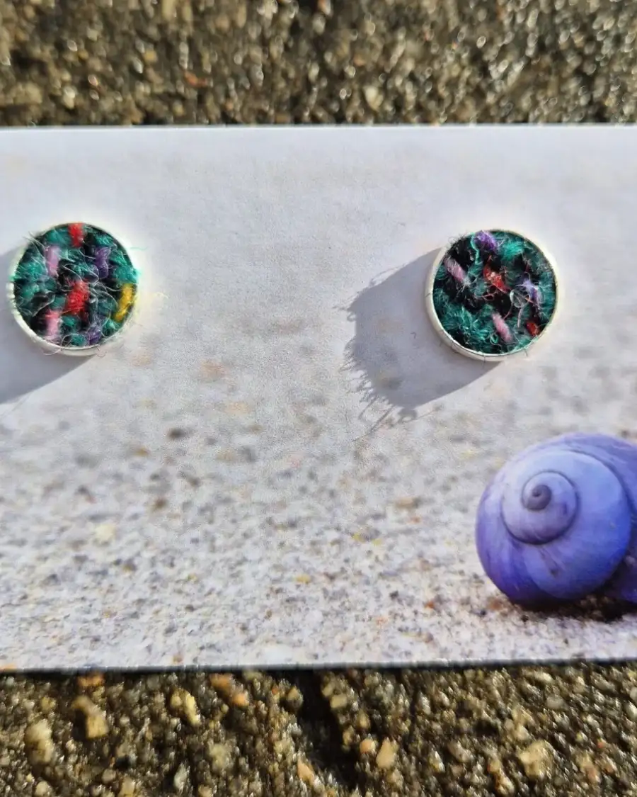 Two Sisters Tweed stud earrings